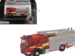 Scania Pump Ladder Fire Engine "Surrey Fire and Rescue" Red with Yellow Stripes 1/148 (N) Scale Diecast Model Car by Oxford Diecast