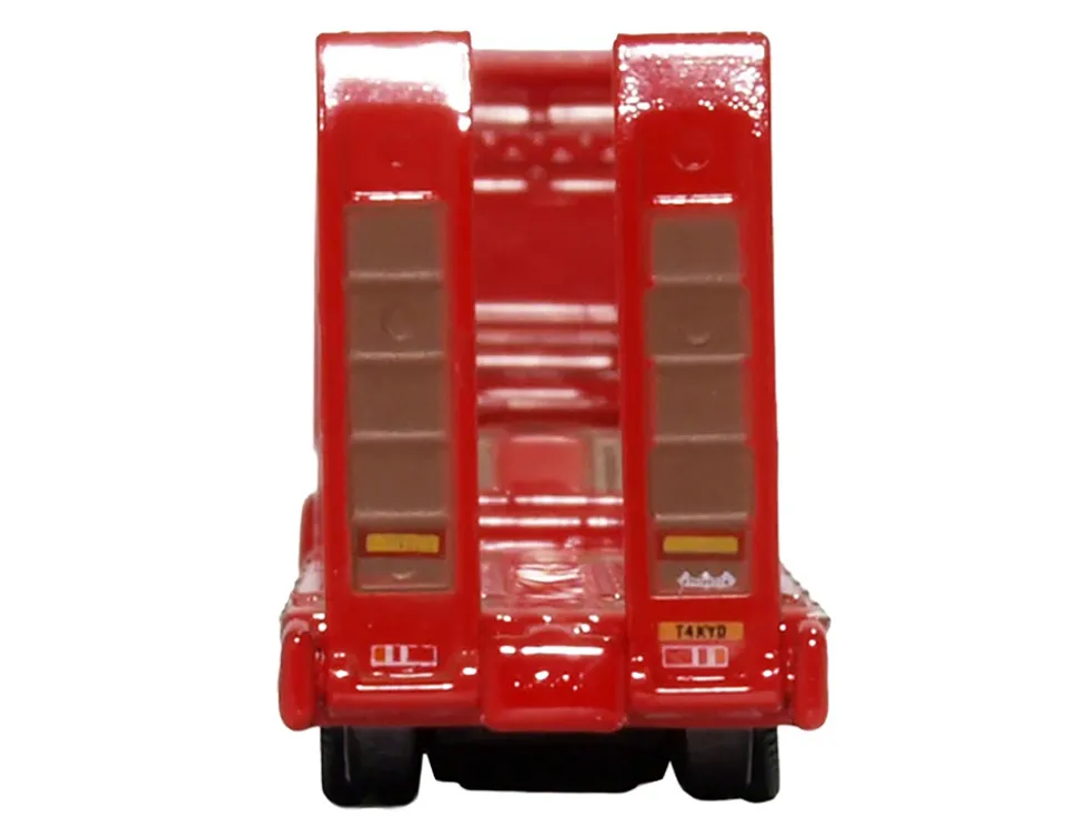 Scania T-Cab Truck RHD (Right Hand Drive) with Lowboy Trailer "Sandy Kydd" Red with Stripes 1/148 (N) Scale Diecast Model Car by Oxford Diecast
