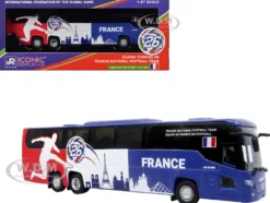Scania Touring HD Coach Bus "France National Football Team" Blue with Graphics "International Federation of the Global Game" Series Limited Edition to 504 pieces Worldwide 1/87 (HO) Diecast Model by Iconic Replicas