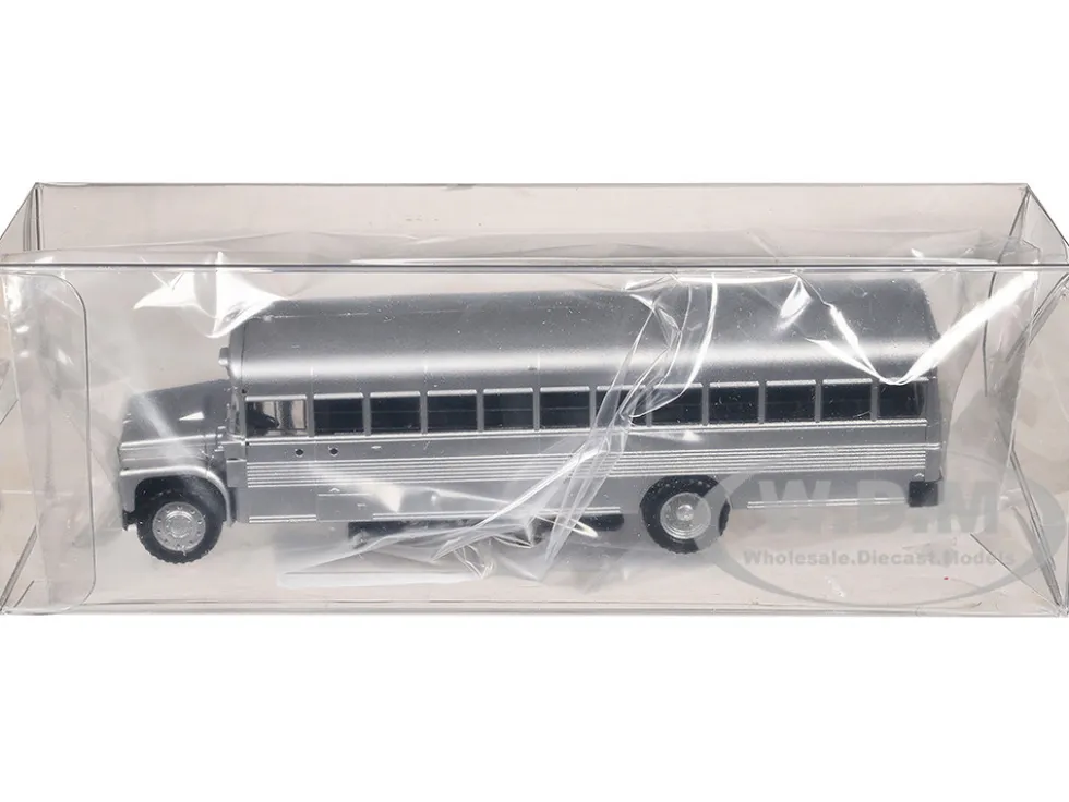 School Bus Silver Metallic 1/87 (HO) Plastic Model by Promotex
