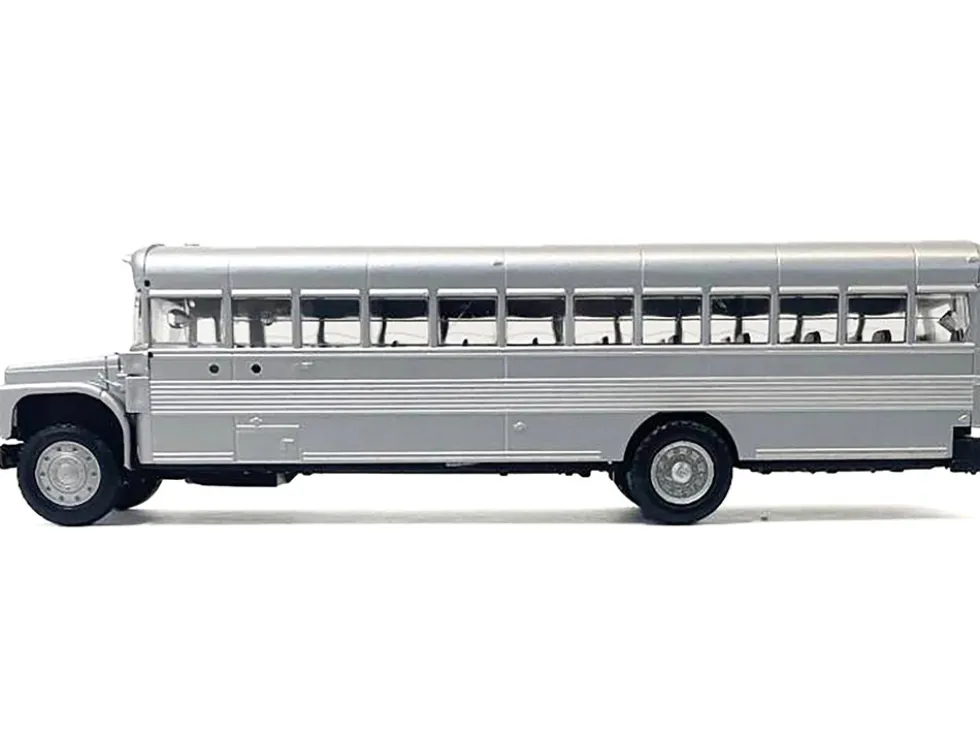 School Bus Silver Metallic 1/87 (HO) Plastic Model by Promotex