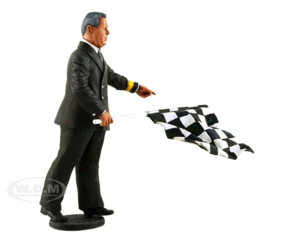 1950-1970's Director of the Course Standing with Checker Flag Figurine for 1/18 Le Mans Miniatures FLM180022