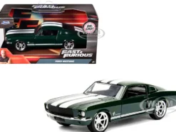 Sean's Ford Mustang Dark Green with White Stripes Fast & Furious Movie 1/32 Diecast Model Car Jada 99519