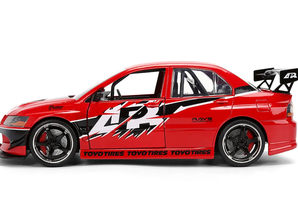 Sean's Mitsubishi Lancer Evolution IX RHD (Right Hand Drive) Red with Graphics "The Fast and the Furious: Tokyo Drift" (2006) Movie "Fast & Furious 25 Years" Series 1/24 Diecast Model Car by Jada