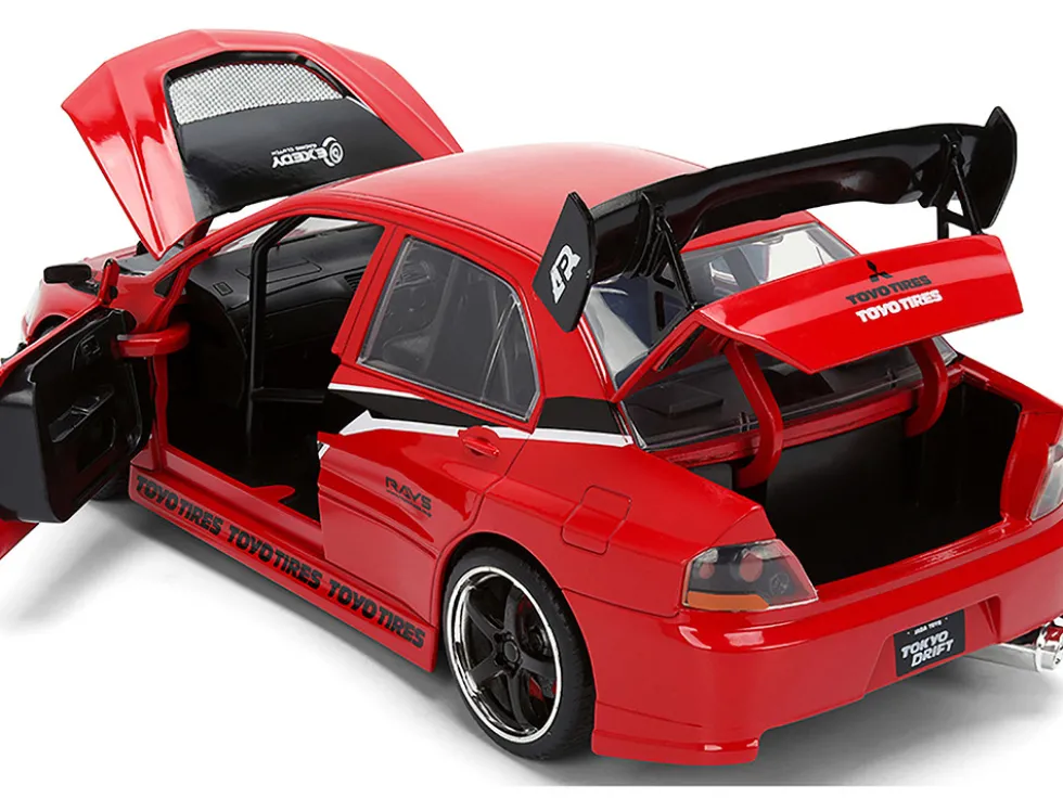 Sean's Mitsubishi Lancer Evolution IX RHD (Right Hand Drive) Red with Graphics "The Fast and the Furious: Tokyo Drift" (2006) Movie "Fast & Furious 25 Years" Series 1/24 Diecast Model Car by Jada