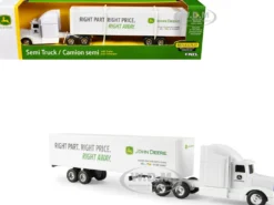 Semi Truck with Trailer "John Deere: Right Part. Right Price." White "Replica Play" Series 1/64 Diecast Model by ERTL TOMY