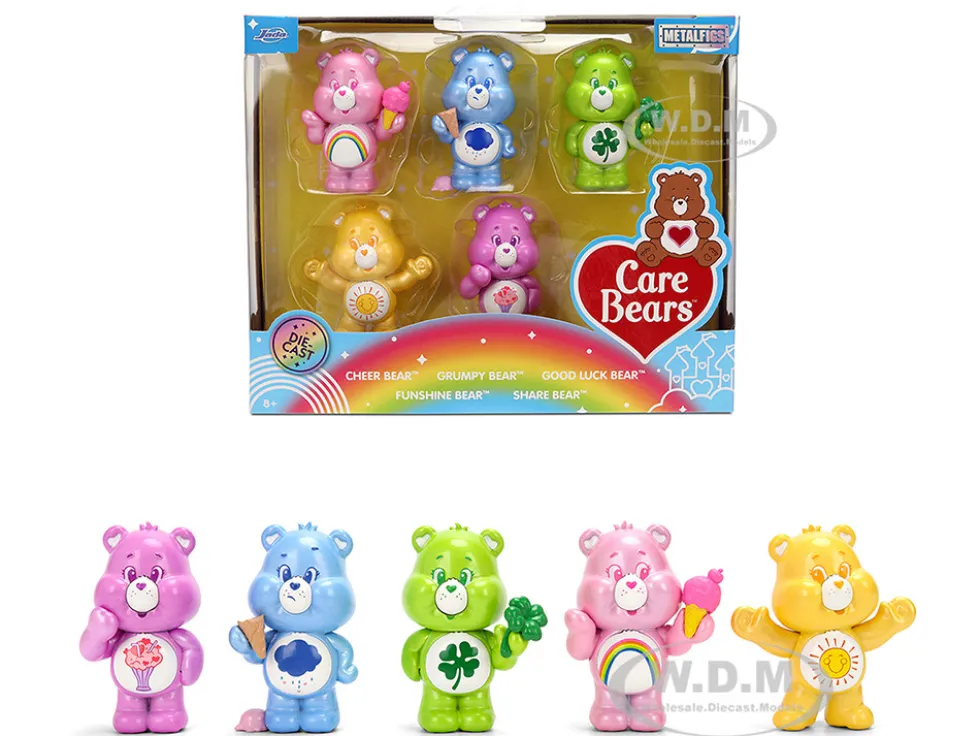 Set of 5 Diecast Figures "Care Bears" "Metalfigs" Series Diecast Models by Jada