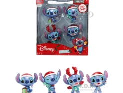 Set of 4 Diecast Figures "Disney's Stitch Christmas Edition" "Metalfigs" Series by Jada