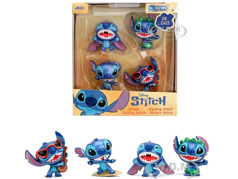 Set of 4 Diecast Figures "Disney's Stitch" "Metalfigs" Series Diecast Models by Jada