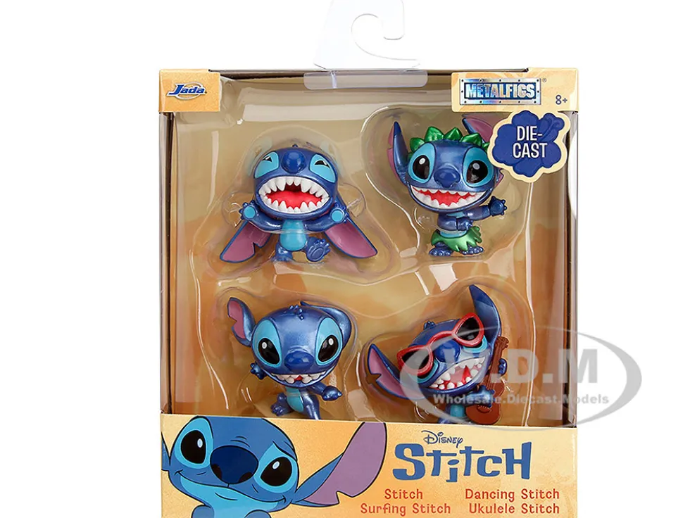 Set of 4 Diecast Figures "Disney's Stitch" "Metalfigs" Series Diecast Models by Jada