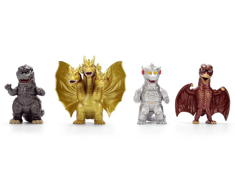 Set of 4 Diecast Figures "Godzilla" Franchise "Metalfigs" Series by Jada