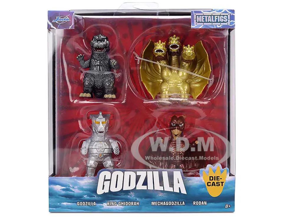 Set of 4 Diecast Figures "Godzilla" Franchise "Metalfigs" Series by Jada