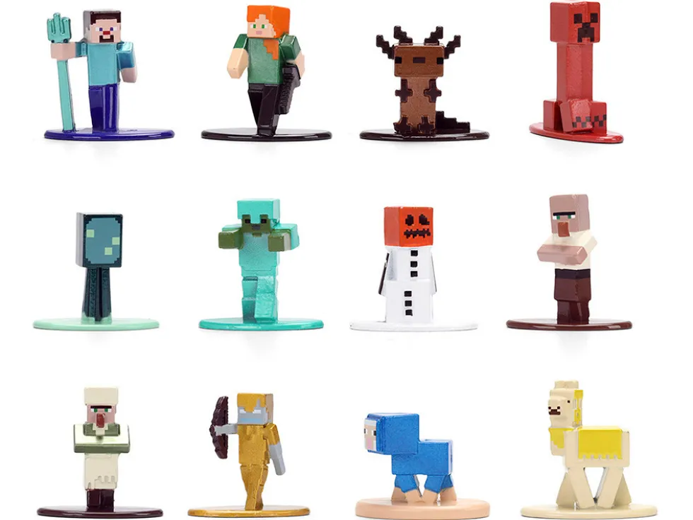 Set of 12 Diecast Figures "Minecraft" Video Game "Nano Metalfigs" Series Diecast Models by Jada