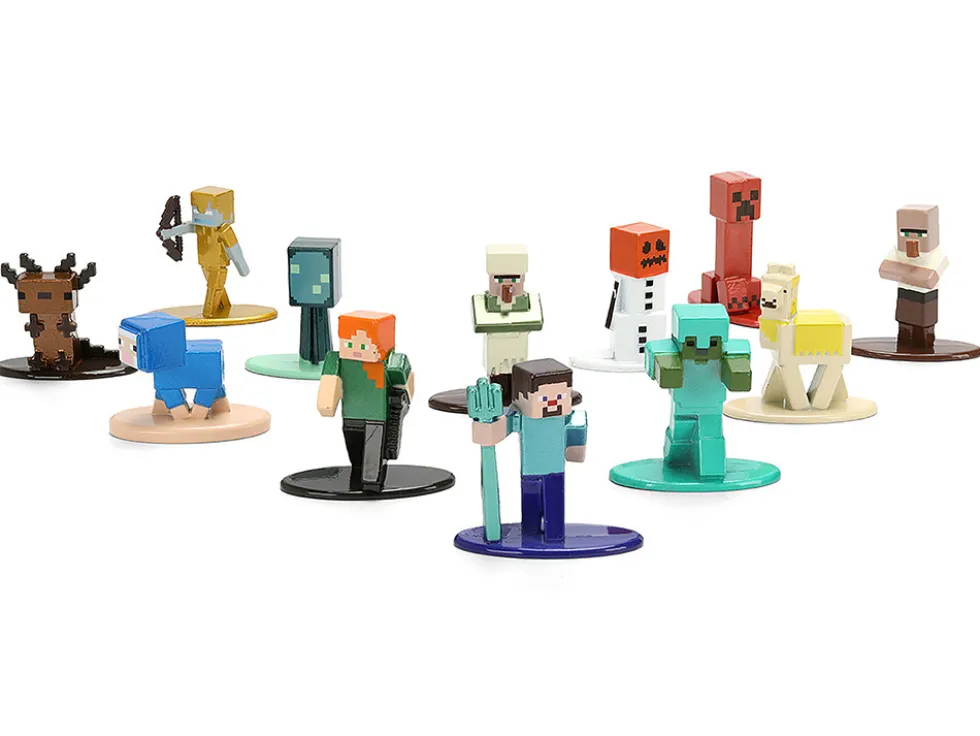 Set of 12 Diecast Figures "Minecraft" Video Game "Nano Metalfigs" Series Diecast Models by Jada