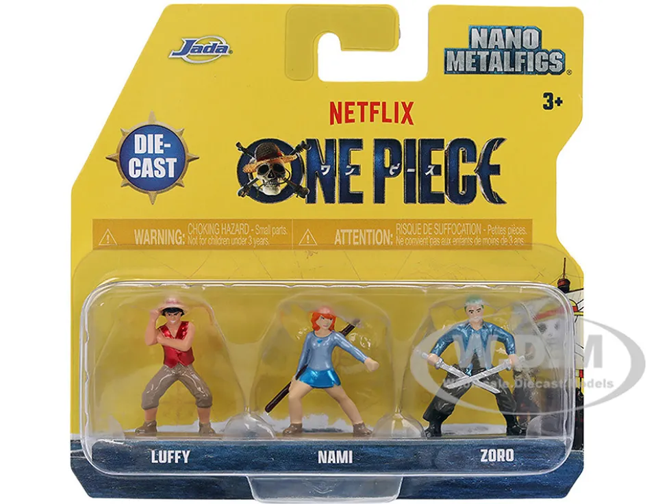 Set of 3 Diecast Figures "One Piece" (2023-Current) TV Series "Nano Metalfigs" Series Diecast Models by Jada