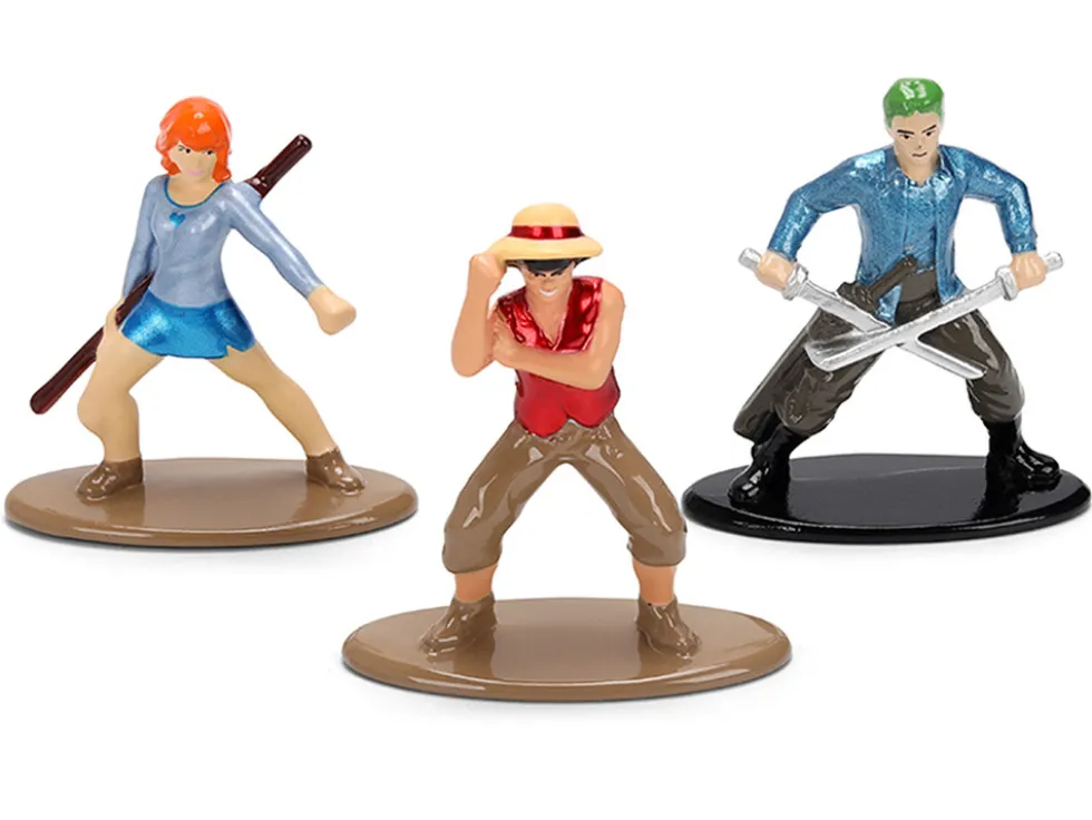 Set of 3 Diecast Figures "One Piece" (2023-Current) TV Series "Nano Metalfigs" Series Diecast Models by Jada