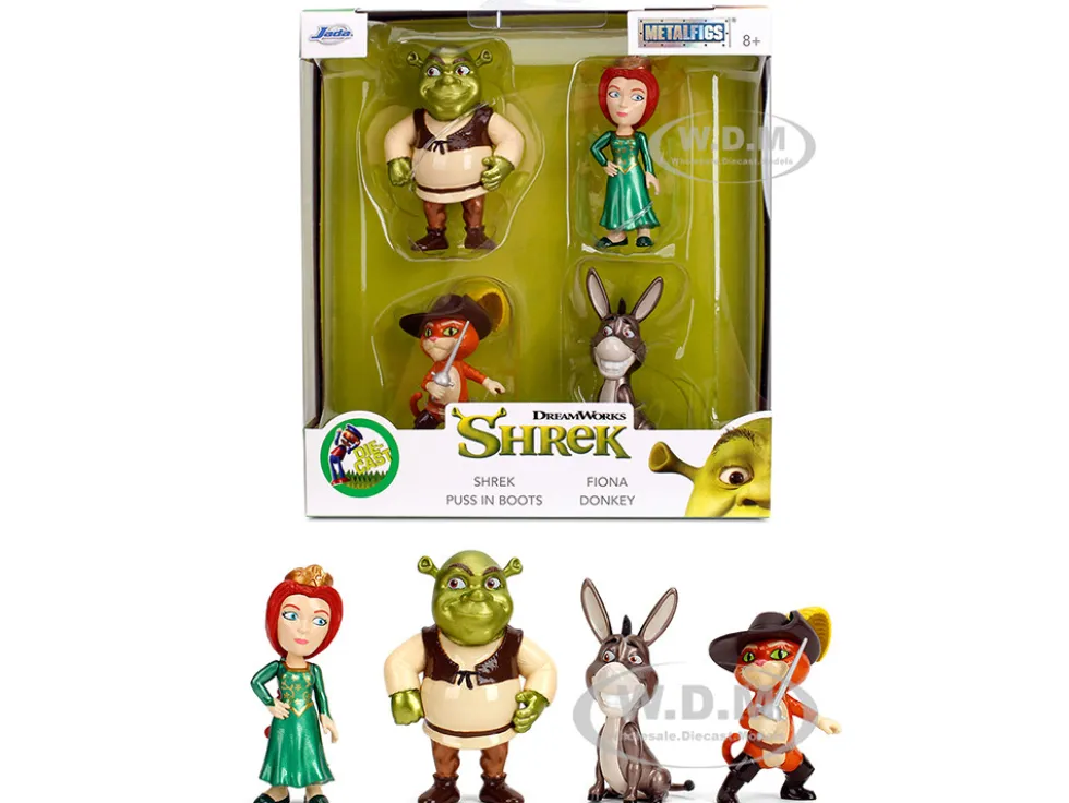 Set of 4 Diecast Figures "Shrek" (2001) Movie "Metalfigs" Series by Jada