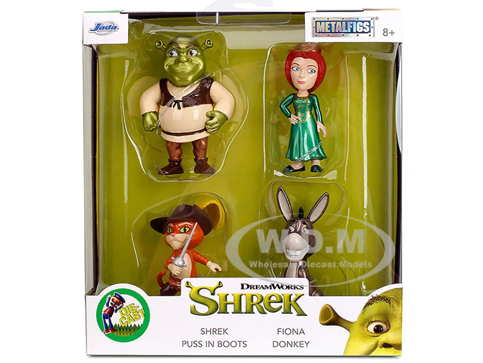 Set of 4 Diecast Figures "Shrek" (2001) Movie "Metalfigs" Series by Jada