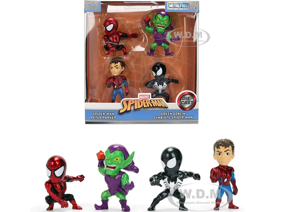 Set of 4 Diecast Figures "Spider-Man" Wave 3 "Metalfigs" Series Diecast models by Jada