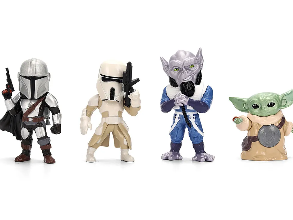 Set of 4 Diecast Figures "Star Wars: The Mandalorian & Grogu" (2026) Movie "Metalfigs" Series Diecast Models by Jada
