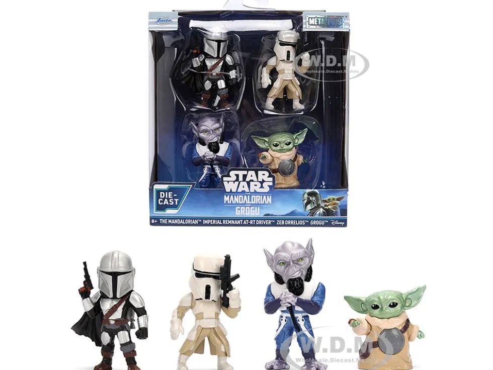 Set of 4 Diecast Figures "Star Wars: The Mandalorian & Grogu" (2026) Movie "Metalfigs" Series Diecast Models by Jada