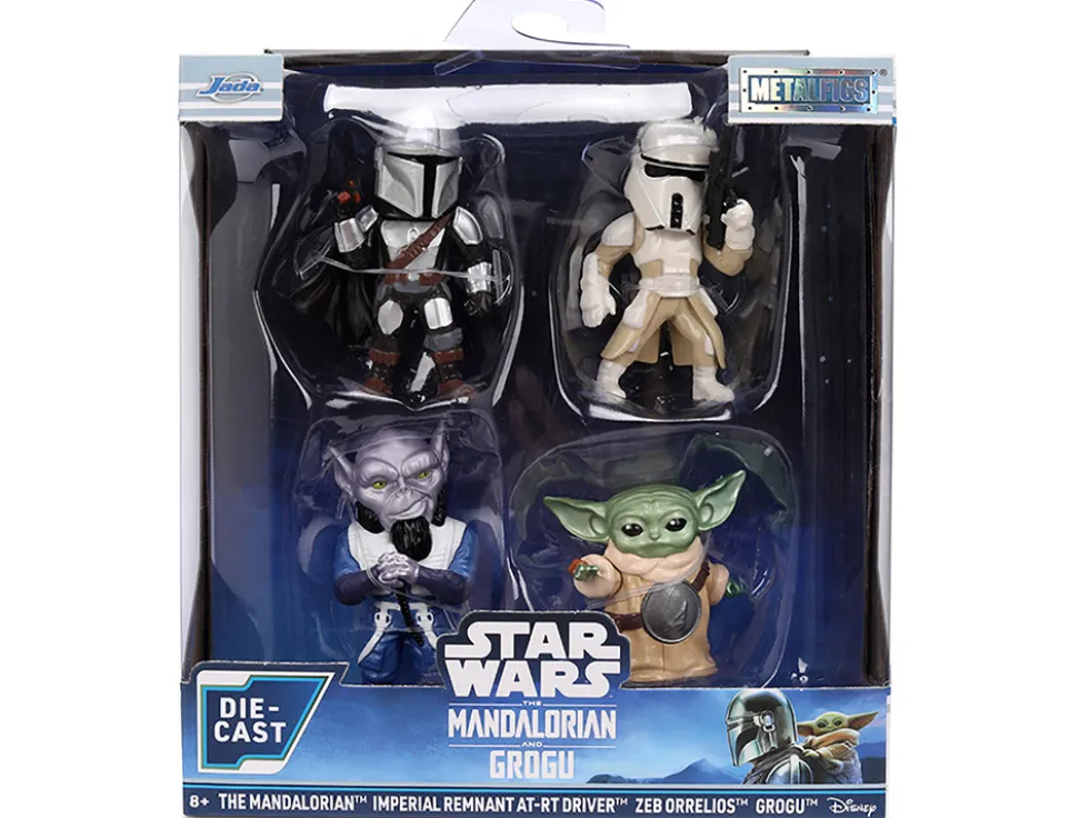 Set of 4 Diecast Figures "Star Wars: The Mandalorian & Grogu" (2026) Movie "Metalfigs" Series Diecast Models by Jada