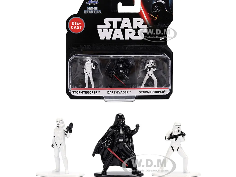 Set of 3 Diecast Figures "Star Wars" Movie Franchise "Nano Metalfigs" Series Diecast Models by Jada