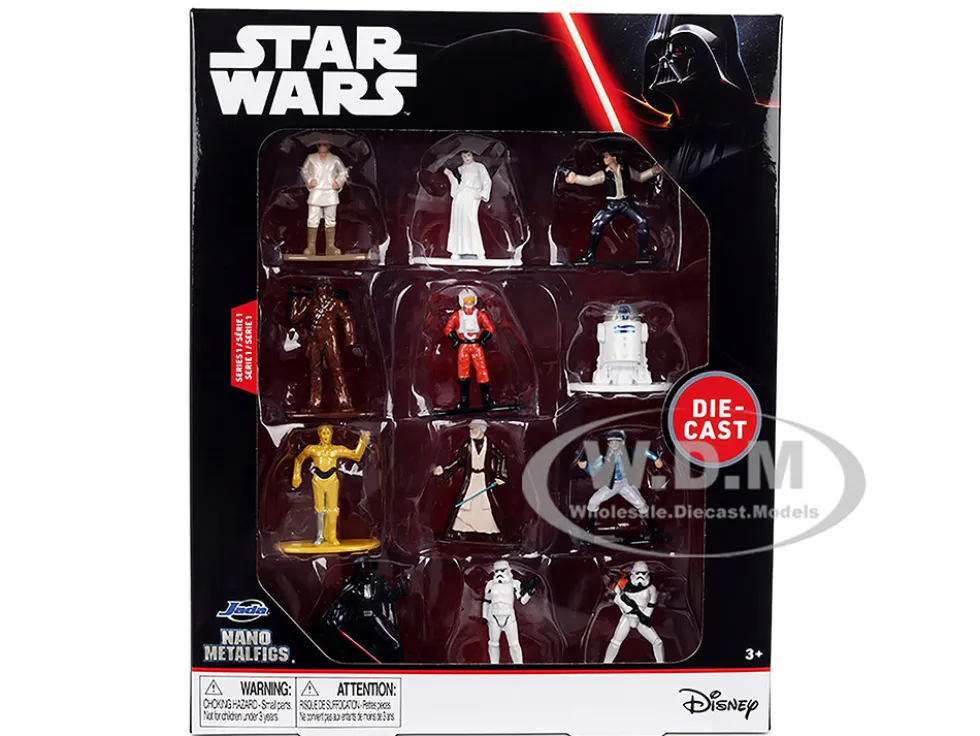 Set of 12 Diecast Figures "Star Wars" Movie Franchise "Nano Metalfigs" Series Diecast Models by Jada
