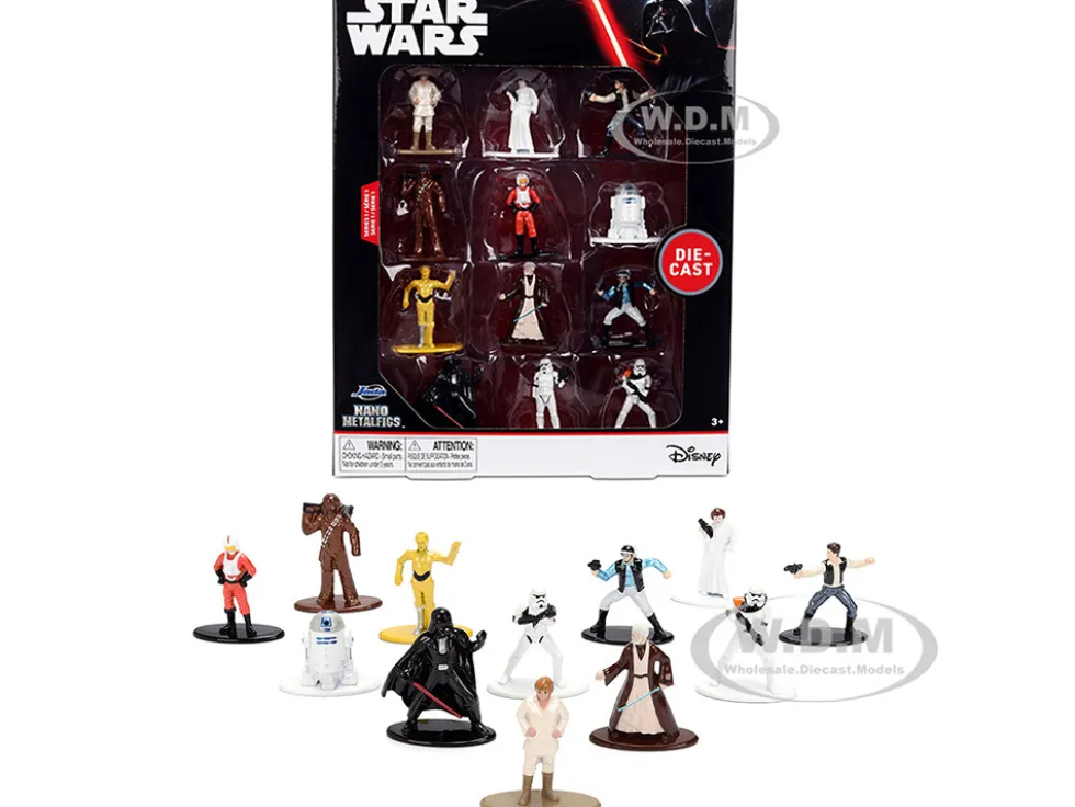 Set of 12 Diecast Figures "Star Wars" Movie Franchise "Nano Metalfigs" Series Diecast Models by Jada