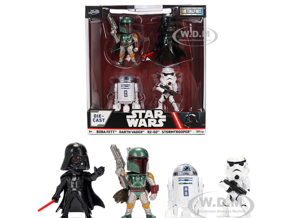 Set of 4 Diecast Figures "Star Wars" Movie Franchise "Metalfigs" Series Diecast Models by Jada