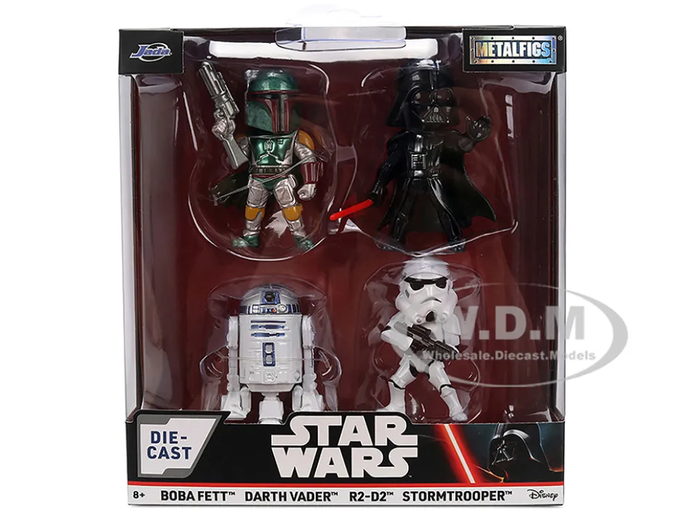 Set of 4 Diecast Figures "Star Wars" Movie Franchise "Metalfigs" Series Diecast Models by Jada