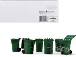 Set of 6 Green Garbage Trash Bin Containers Replica 1/34 First Gear 90-0519