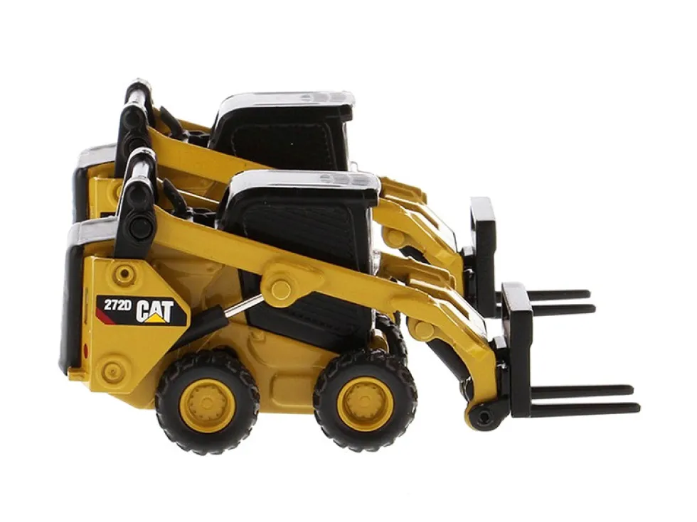 Set of 2 pieces CAT Caterpillar 272D2 Skid Steer Loader CAT Caterpillar 297D2 Compact Track Loader Accessories 1/64 Diecast Models Diecast Masters 85693