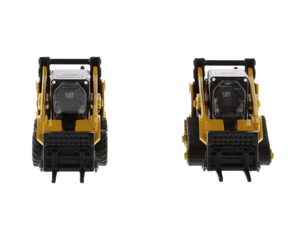 Set of 2 pieces CAT Caterpillar 272D2 Skid Steer Loader CAT Caterpillar 297D2 Compact Track Loader Accessories 1/64 Diecast Models Diecast Masters 85693