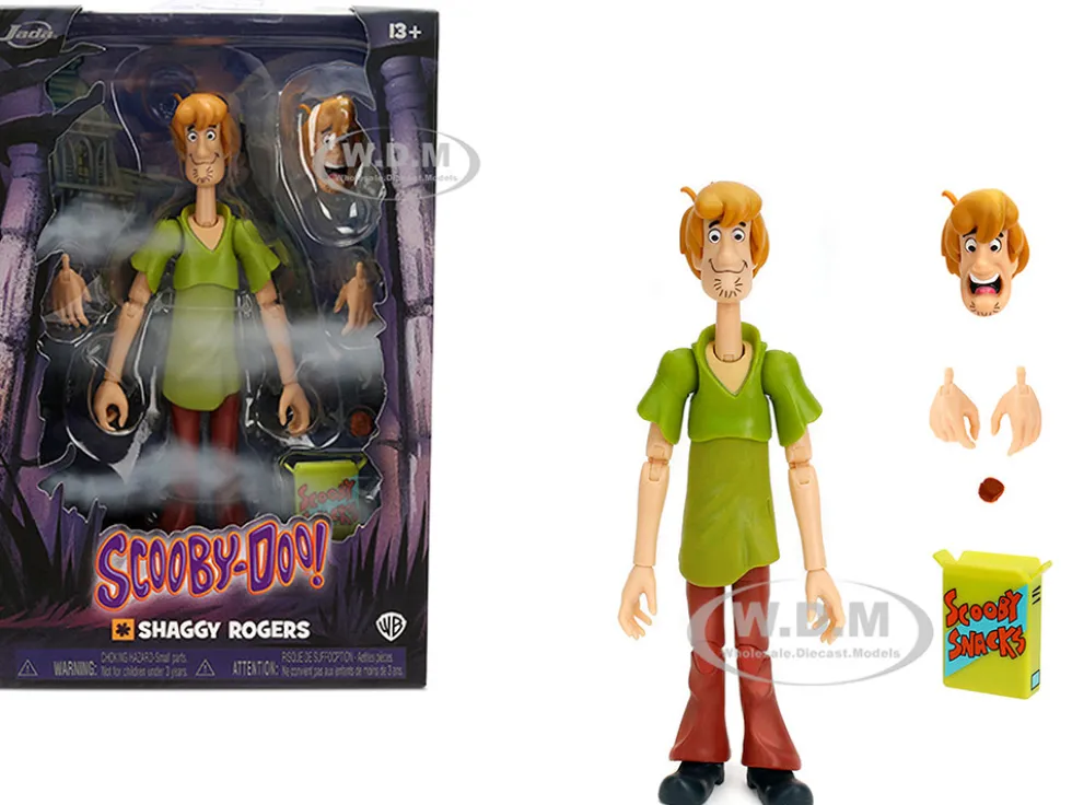 Shaggy Rogers 6.5" Moveable Figure with Accessories and Alternate Head and Hands "Scooby-Doo!" Franchise Model by Jada