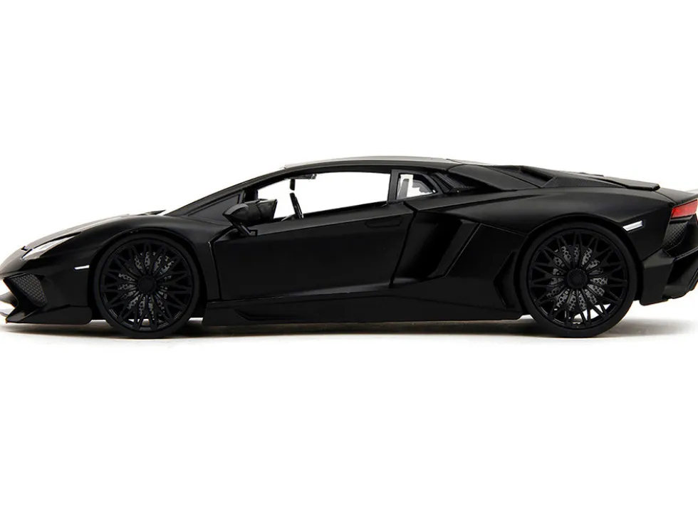 Shaw's Lamborghini Aventador Matt Black "Furious 7" (2015) Movie "Fast & Furious" Series 1/24 Diecast Model Car by Jada