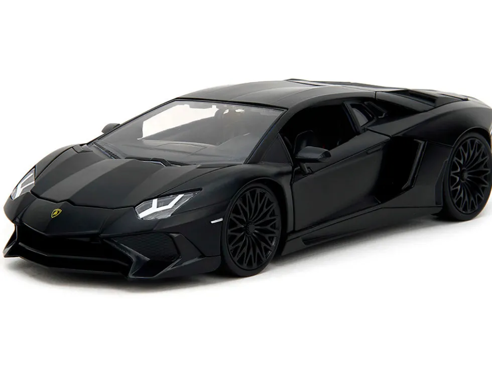 Shaw's Lamborghini Aventador Matt Black "Furious 7" (2015) Movie "Fast & Furious" Series 1/24 Diecast Model Car by Jada