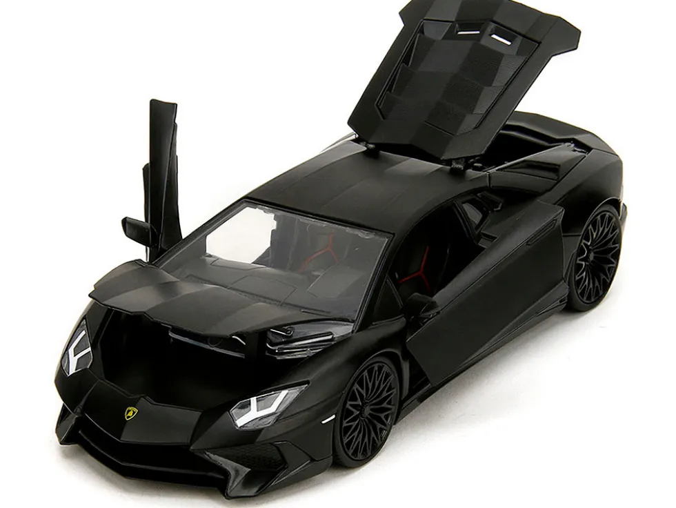 Shaw's Lamborghini Aventador Matt Black "Furious 7" (2015) Movie "Fast & Furious" Series 1/24 Diecast Model Car by Jada