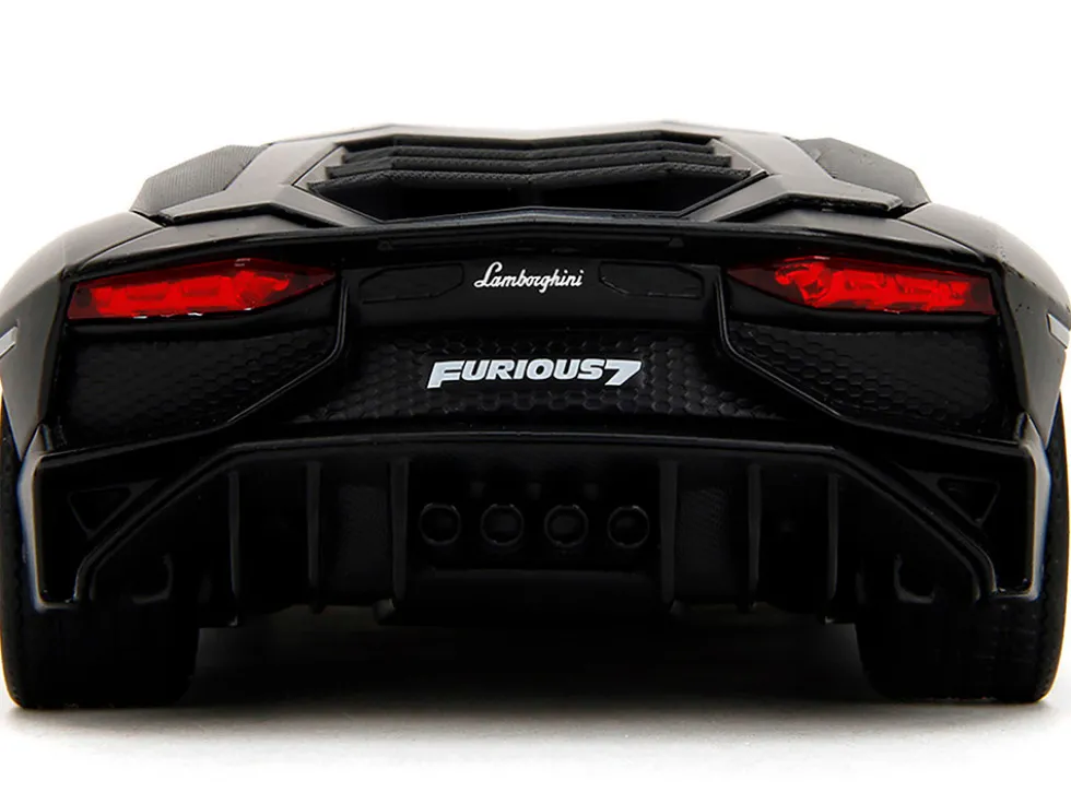 Shaw's Lamborghini Aventador Matt Black "Furious 7" (2015) Movie "Fast & Furious" Series 1/24 Diecast Model Car by Jada