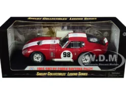 1965 Shelby Cobra Daytona Coupe #98 Red White Stripes 1/18 Diecast Model Car Shelby Collectibles SC131
