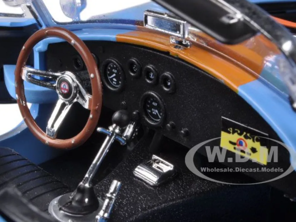 1965 Shelby Cobra 427 S/C Blue With Orange Stripes 1/18 Diecast Model Car Shelby Collectibles 129