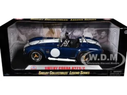 1965 Shelby Cobra 427 S/C Blue With Printed Carroll Shelby Signature 1/18 Diecast Model Car Shelby Collectibles 121-1