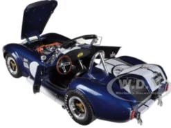 1965 Shelby Cobra 427 S/C Blue With Printed Carroll Shelby Signature 1/18 Diecast Model Car Shelby Collectibles 121-1