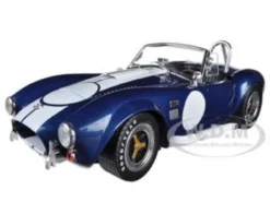 1965 Shelby Cobra 427 S/C Blue With Printed Carroll Shelby Signature 1/18 Diecast Model Car Shelby Collectibles 121-1