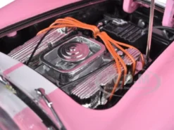 1965 Shelby Cobra 427 S/C Pink With Printed Carroll Shelby Signature On The Trunk 1/18 Diecast Car Model Shelby Collectibles 114