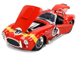 1965 Shelby Cobra 427 S/C #67 Red with Yellow Stripe "Bigtime Muscle" Series 1/24 Diecast Model Car by Jada