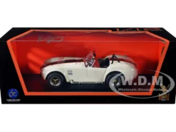 1964 Shelby Cobra 427 S/C Roadster Cream Black Orange Stripes 1/18 Diecast Model Car Road Signature 92058