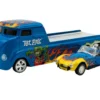 Shelby Cobra Super Snake Blue Metallic with Flames and Custom "Rat Fink" Hauler Blue Metallic with Flames and Graphics 1/64 Diecast Model Cars by ACME