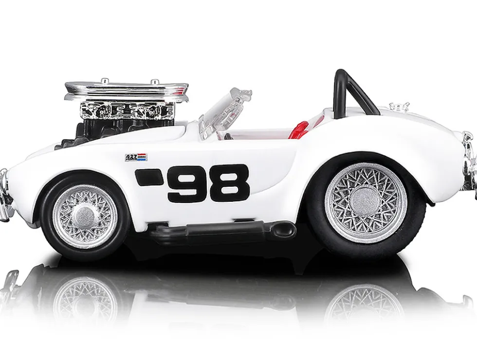 1964 Shelby Cobra #98 White Red Interior 1/64 Diecast Model Car Muscle Machines 15551