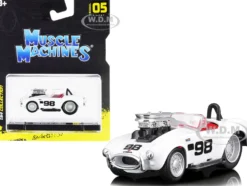 1964 Shelby Cobra #98 White Red Interior 1/64 Diecast Model Car Muscle Machines 15551